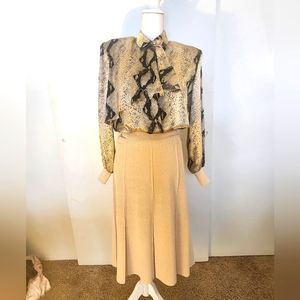 Vintage Castleberry Snake Print Skirt Set